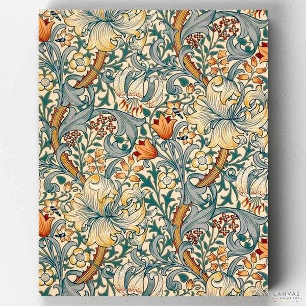 Golden Lily - Paint by Numbers-A stunning paint by numbers kit with amazing colors and detail based on William Morris' tapestry artwork. Only at Canvas by Numbers.-Canvas by Numbers