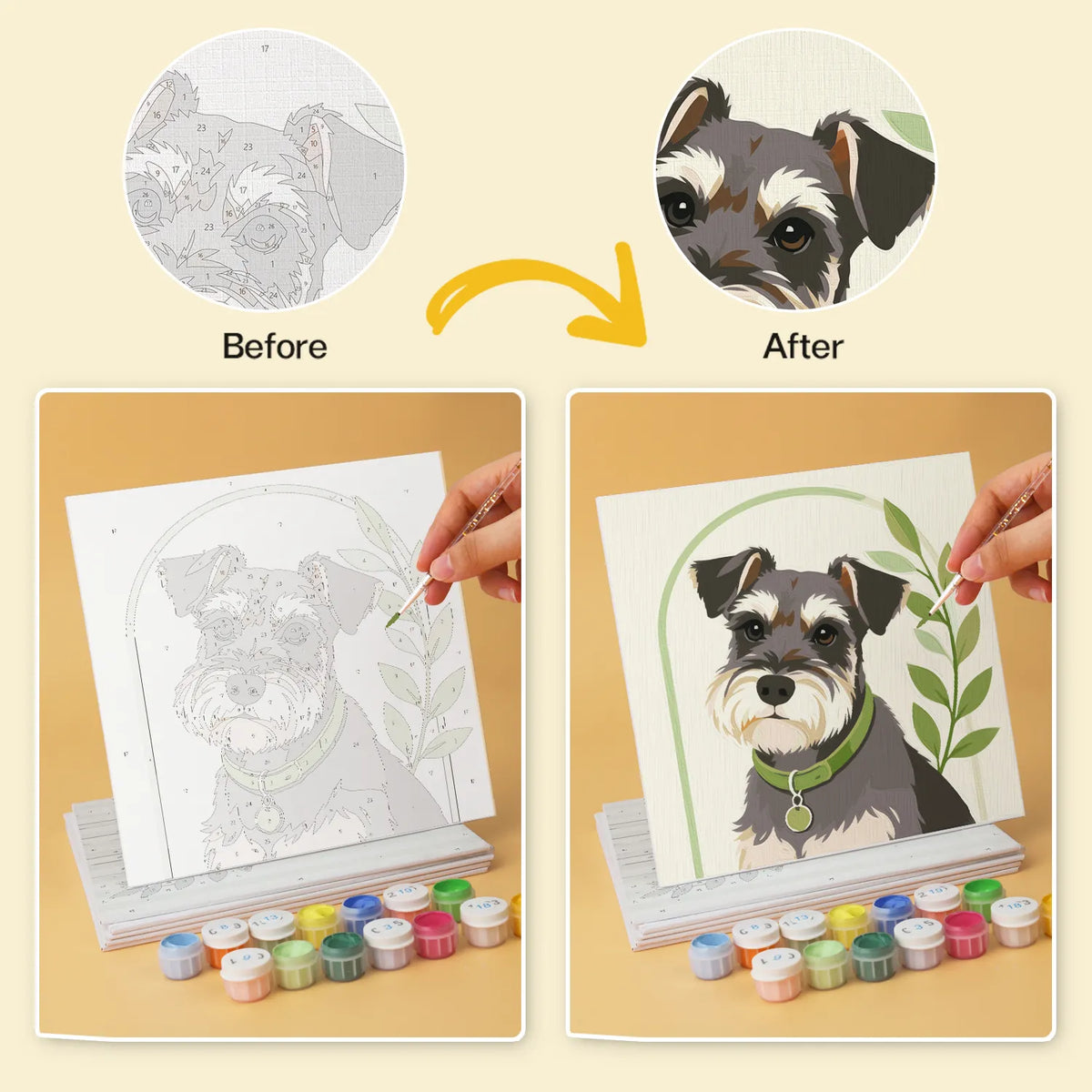 Green Garden Dog Portraits mini paint by numbers design 5