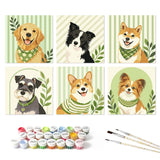 Green Garden Dog Portraits mini paint by numbers set mockup