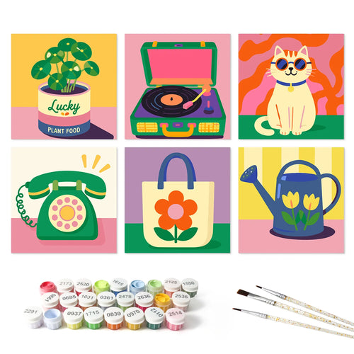 Groovy 70s Life mini paint by numbers set mockup