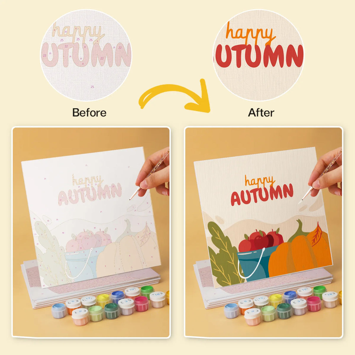 Happy Autumn mini paint by numbers design 5
