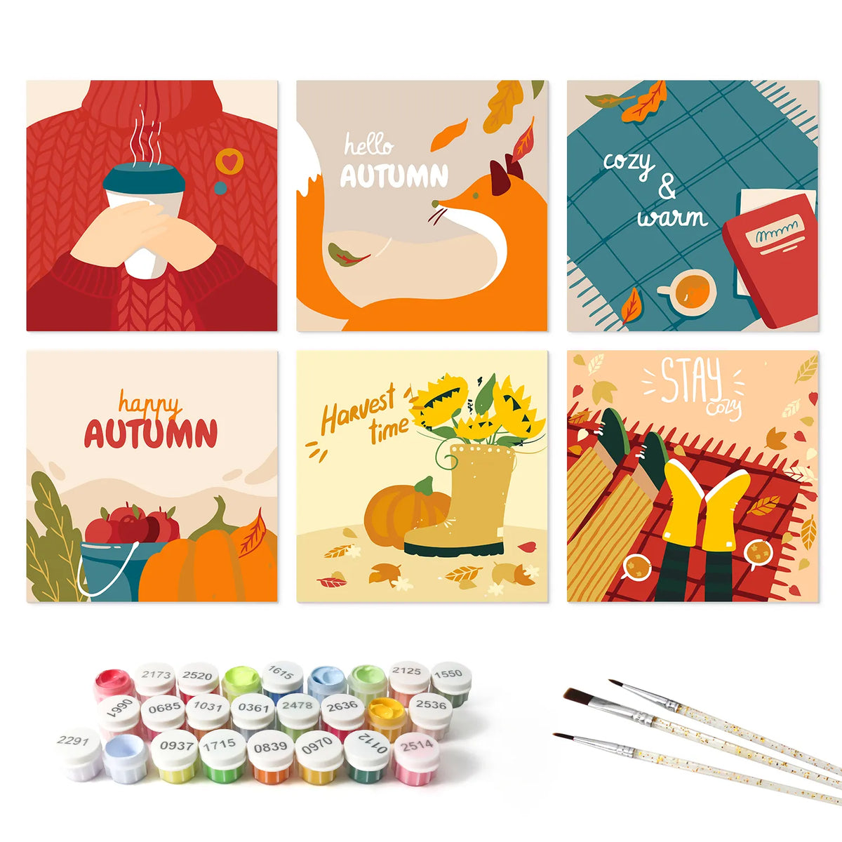Happy Autumn mini paint by numbers set mockup