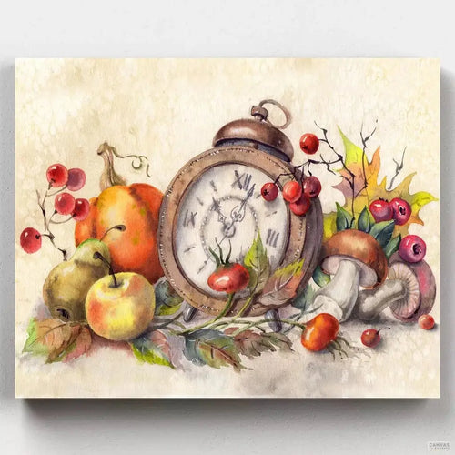 Harvest Time. Design a unique 'Conceptual Clock with Plants' painting with our paint by numbers kit. Ideal for blending time and nature in a creative masterpiece.