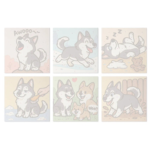 Husky Puppy Life mini paint by numbers design 3