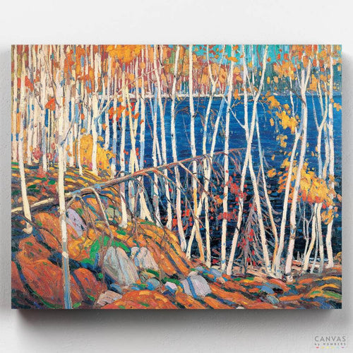 In The Northland. Canadian painter Tom Thomson created this beautiful northland forest scene. Canvas by Numbers brings it to you! Enjoy this exclusive paint by numbers!