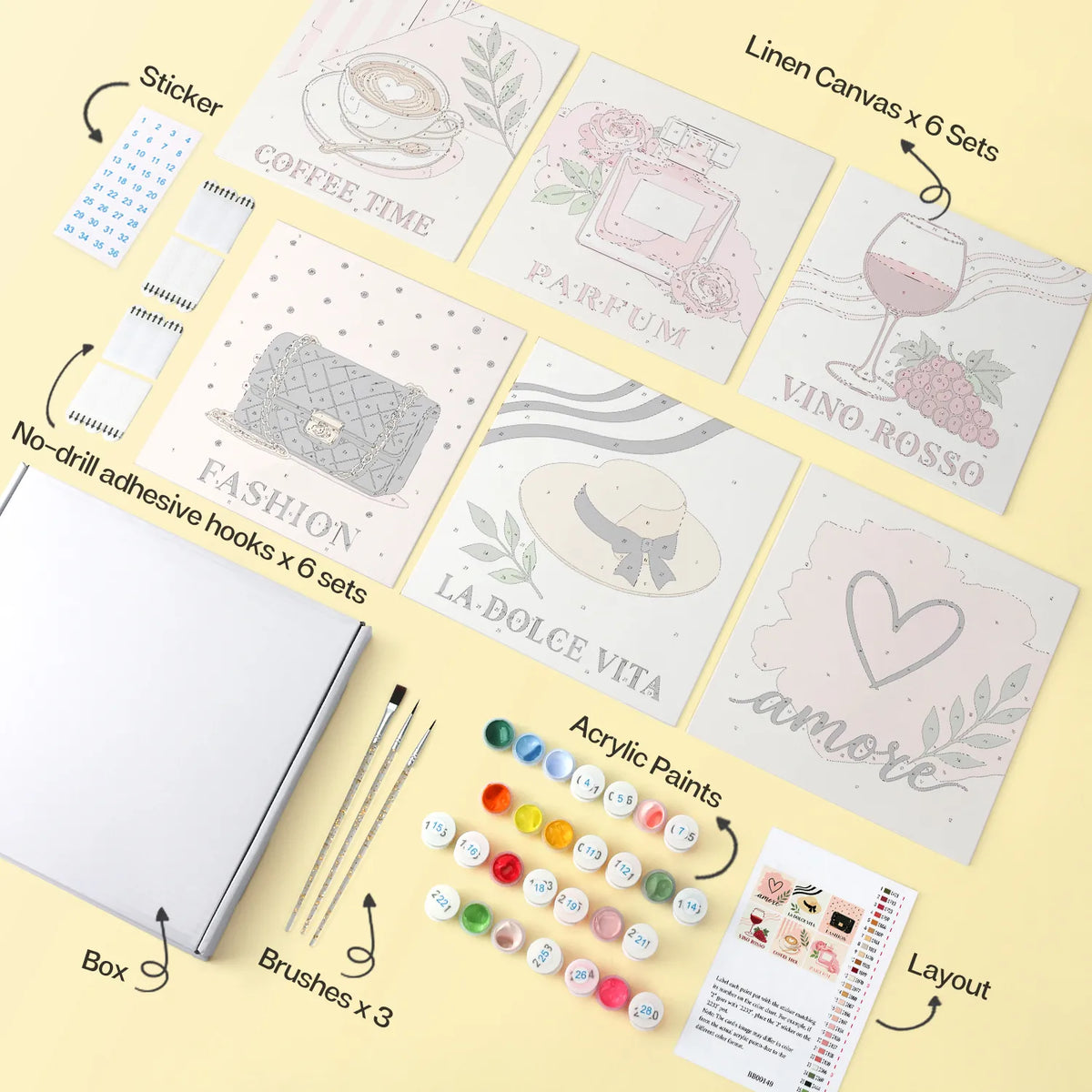 Italian Chic mini paint by numbers design 1