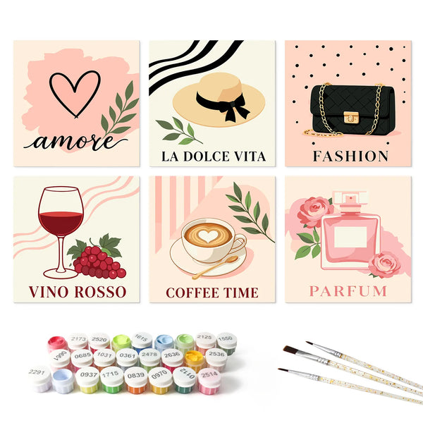 Italian Chic mini paint by numbers set mockup