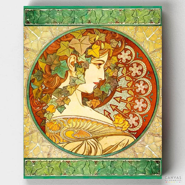 Ivy, Composition - Paint by Numbers-You'll love our Ivy, Composition - Alphonse Mucha paint by numbers kit. Up to 50% Off! Free shipping and 60 days money-back. Shop at Canvas by Numbers.-Canvas by Numbers