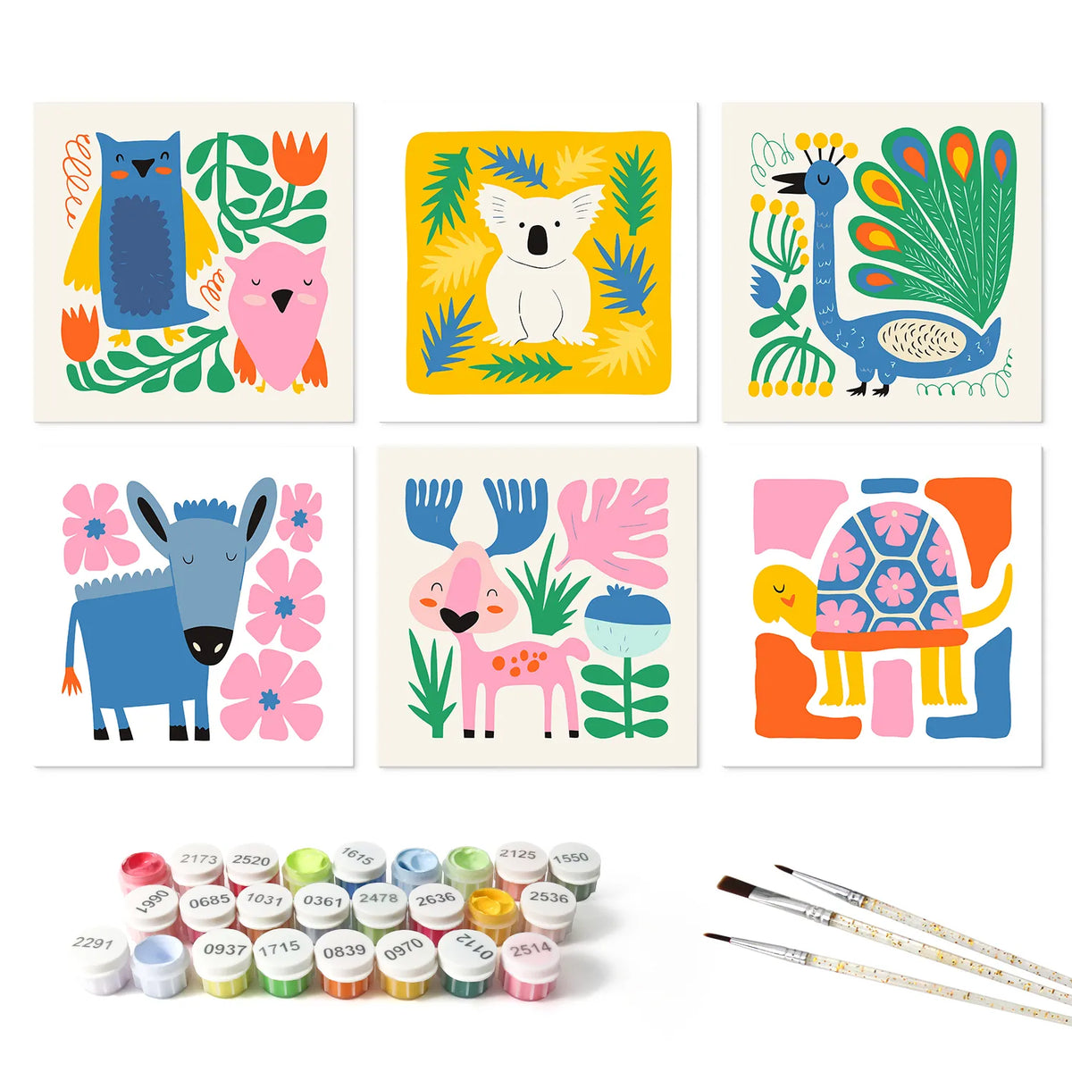 Jungle Friends mini paint by numbers set mockup