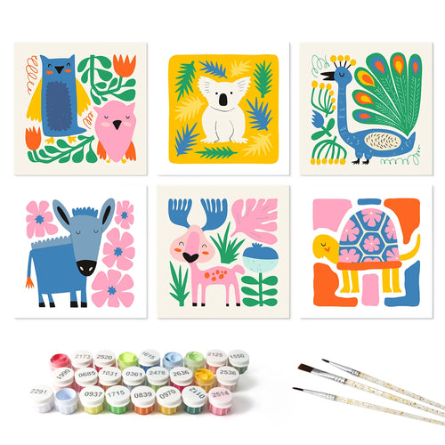 Jungle Friends mini paint by numbers set mockup