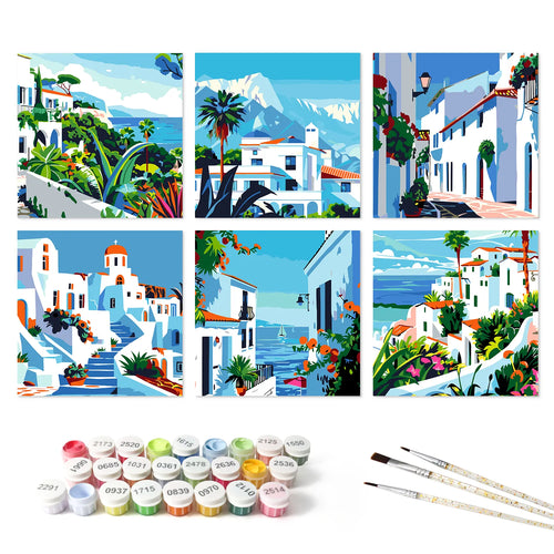 Mediterranean Coast mini paint by numbers set mockup