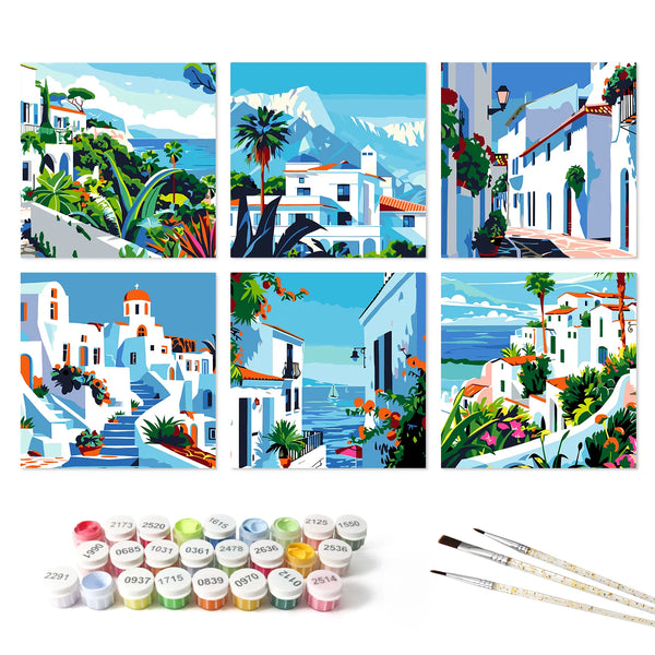 Mediterranean Coast mini paint by numbers set mockup