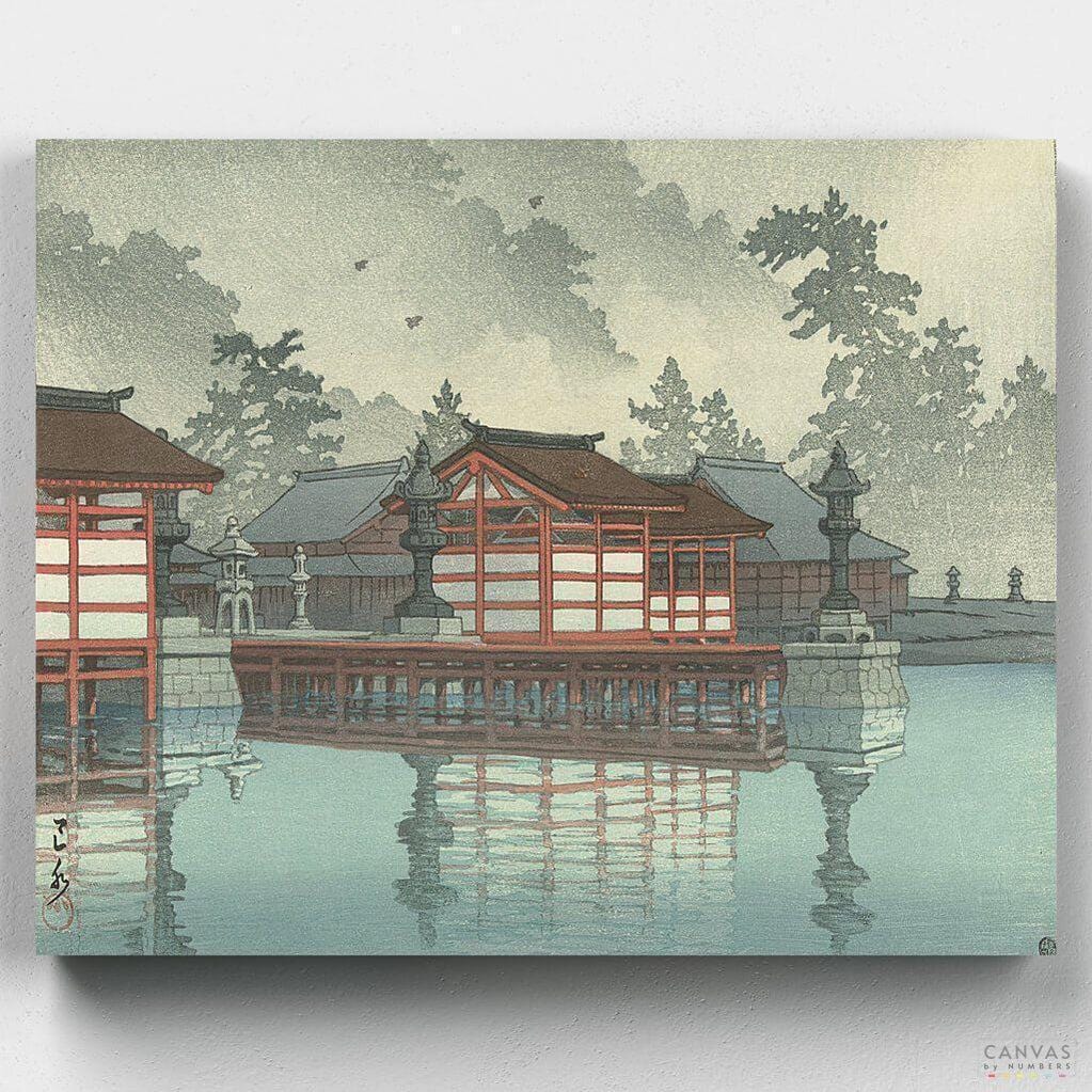 Miyajima in the Mist - Paint by Numbers-Hasui Kawase was one of the most prominent print designers of the shin-hanga ("new prints") movement. Enjoy this magnificent painting kit at CBN!-Canvas by Numbers
