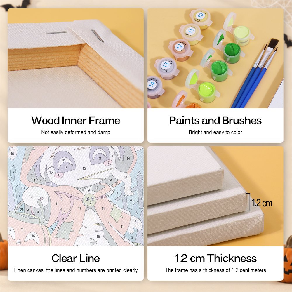 Canvas, wood frame, paint and brush details for the Moonlit Fairground Characters mini set