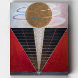 Abstract art piece with geometric shapes and colors on a textured surface