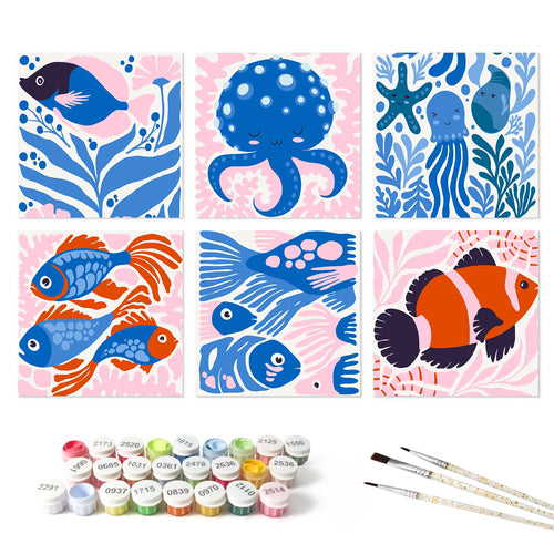 Ocean Blues mini paint by numbers set mockup