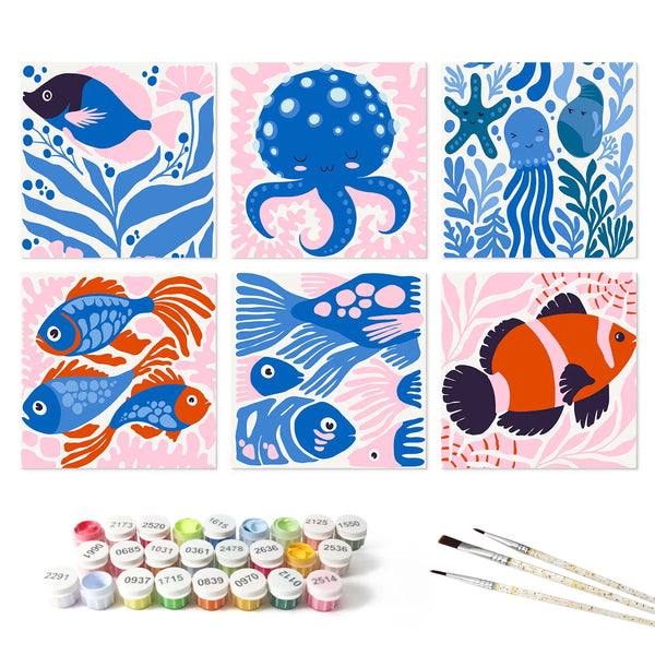 Ocean Blues mini paint by numbers set mockup