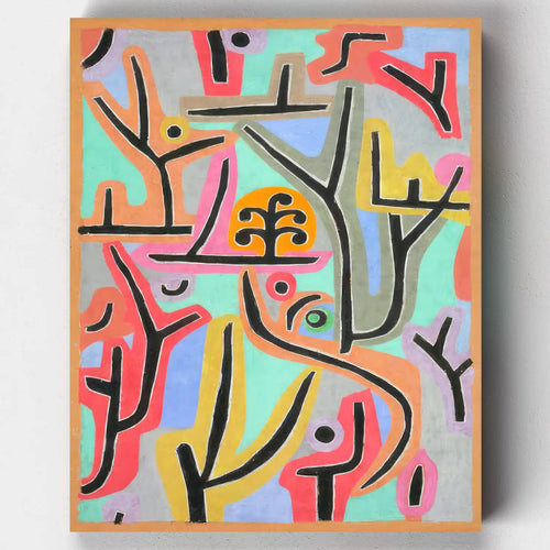 Paul Klee Park bei Lu abstract park with bold black symbols on bright colors paint by numbers kit
