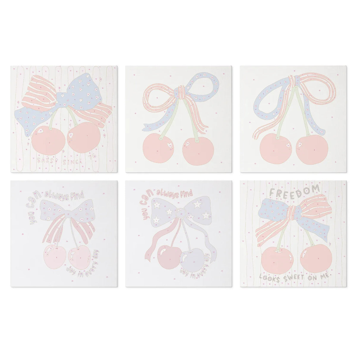 Patriotic Cherries mini paint by numbers design 3