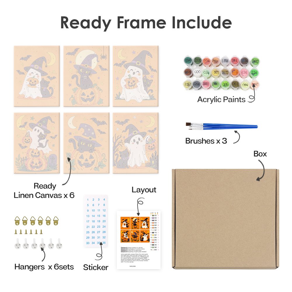 What's included with the Pointy Hat Spooks pre-stretched frame option