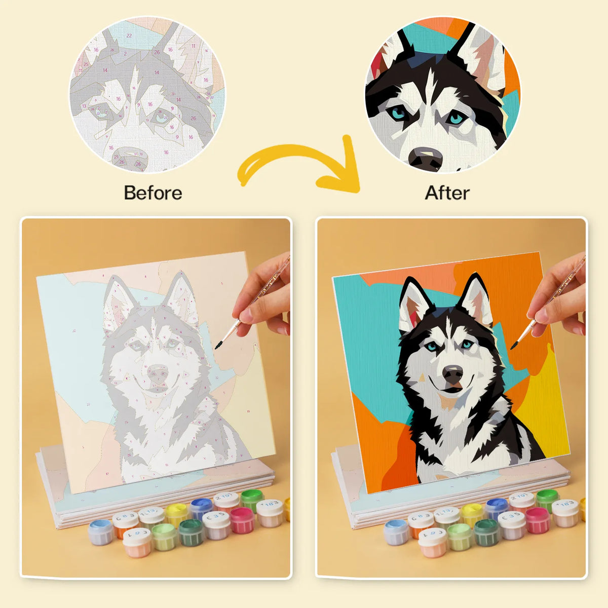 Pop Art Dog Portraits mini paint by numbers design 5