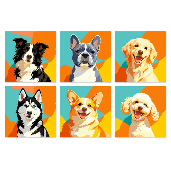 Pop Art Dog Portraits mini paint by numbers kit cover
