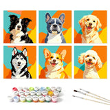 Pop Art Dog Portraits mini paint by numbers set mockup