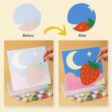 Pop art sun and kiwi mini paint by numbers design close-up