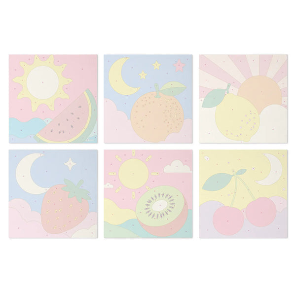 Pop art sunrise citrus mini paint by numbers design close-up