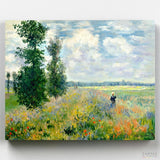 Poppy fields near Argenteuil - Paint by Numbers-Monet's paint by numbers are both challenging and rewarding. Enjoy painting this stunning landscape like the old master! Ships from the US! 60 days money-back.-Canvas by Numbers