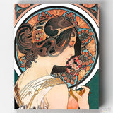 Primrose - Paint by Numbers-A female portrait paint by numbers by Alphonse Mucha, a reference to the Art Nouveau movement. Enjoy paint by numbers done right! Rated excellent in Trustpilot.-Canvas by Numbers