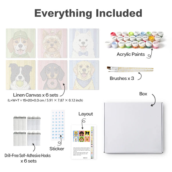 Puppy Portraits & Treats mini paint by numbers design 2