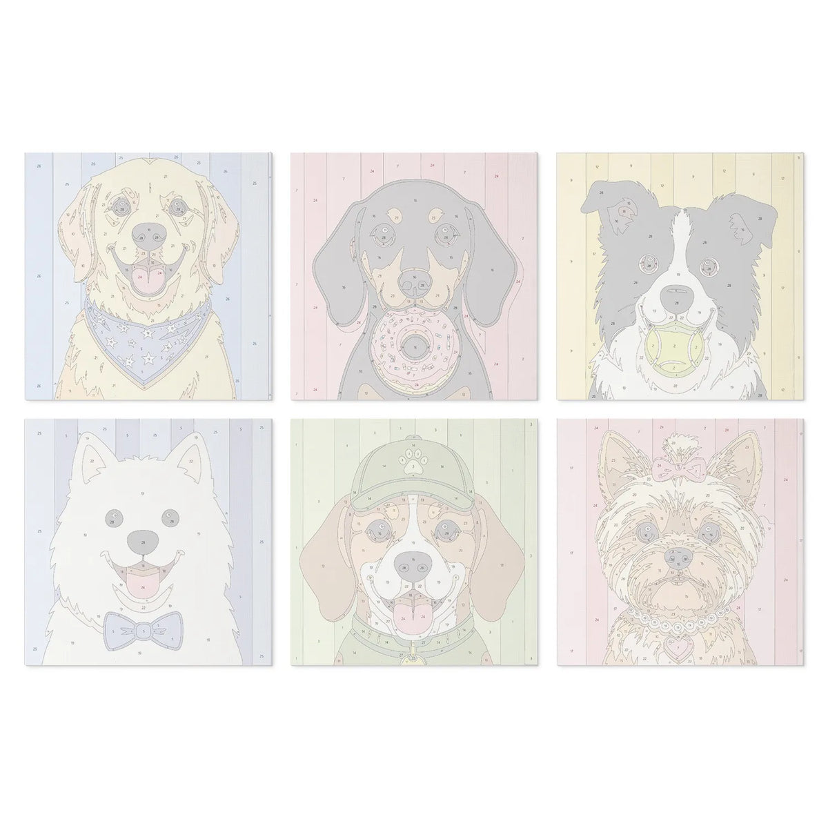 Puppy Portraits & Treats mini paint by numbers design 3