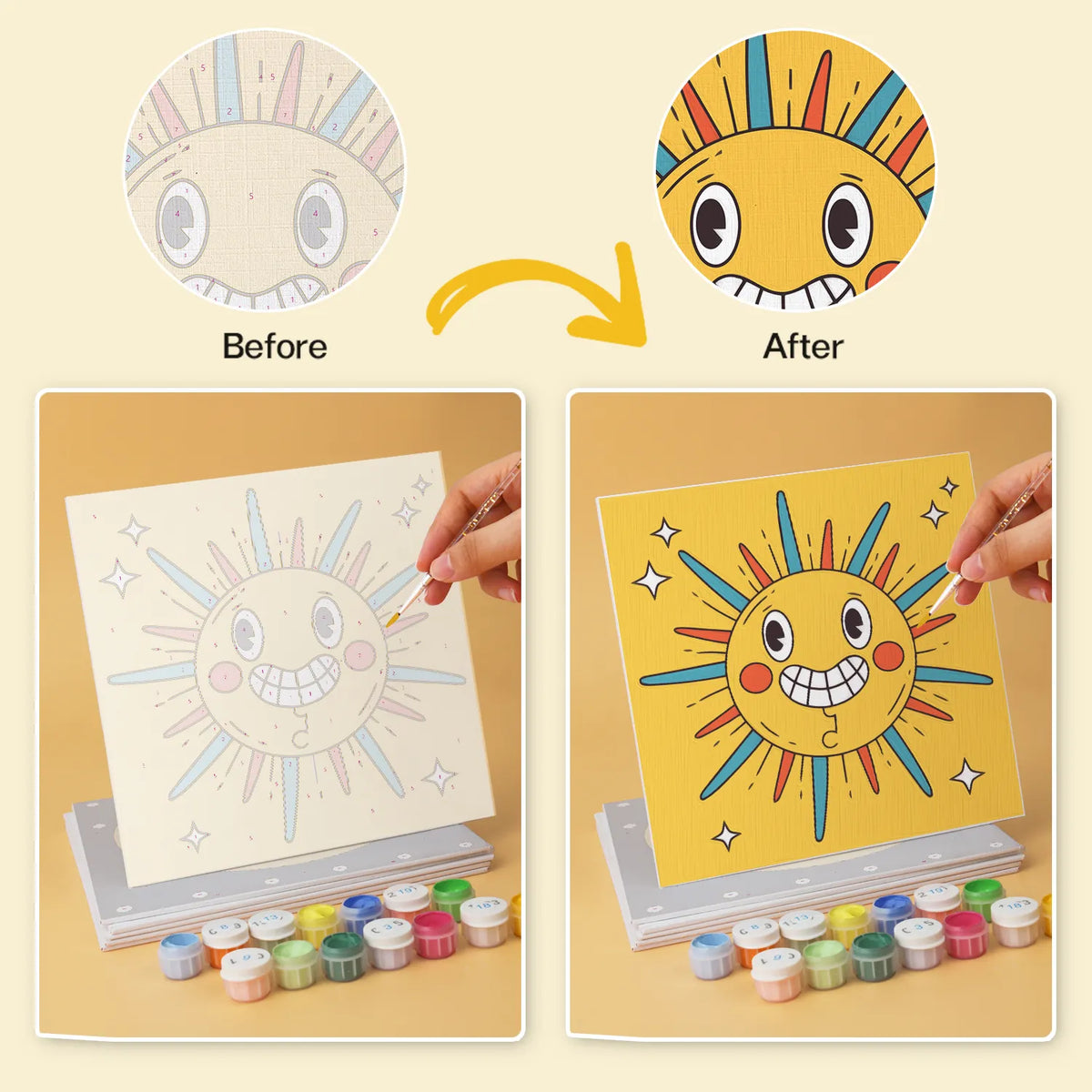 Retro Groovy Icons mini paint by numbers design 5