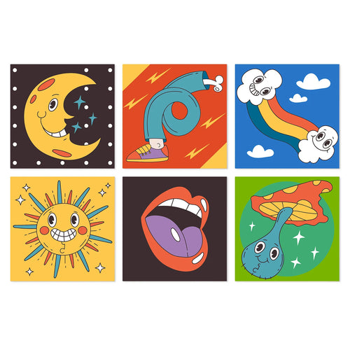 Retro Groovy Icons mini paint by numbers kit cover
