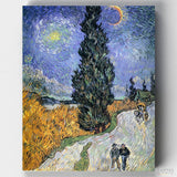 Road with Cypress and Star - Paint by Numbers-Paint by Numbers-16