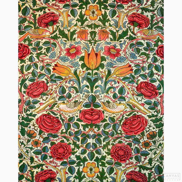 Rose - Diamond Painting-Create your own textile masterpiece with a diamond painting kit inspired by William Morris's Rose design. Ideal for crafters and art enthusiasts alike.-Canvas by Numbers