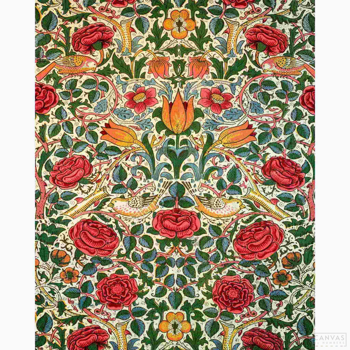 Rose - Diamond Painting-Create your own textile masterpiece with a diamond painting kit inspired by William Morris's Rose design. Ideal for crafters and art enthusiasts alike.-Canvas by Numbers