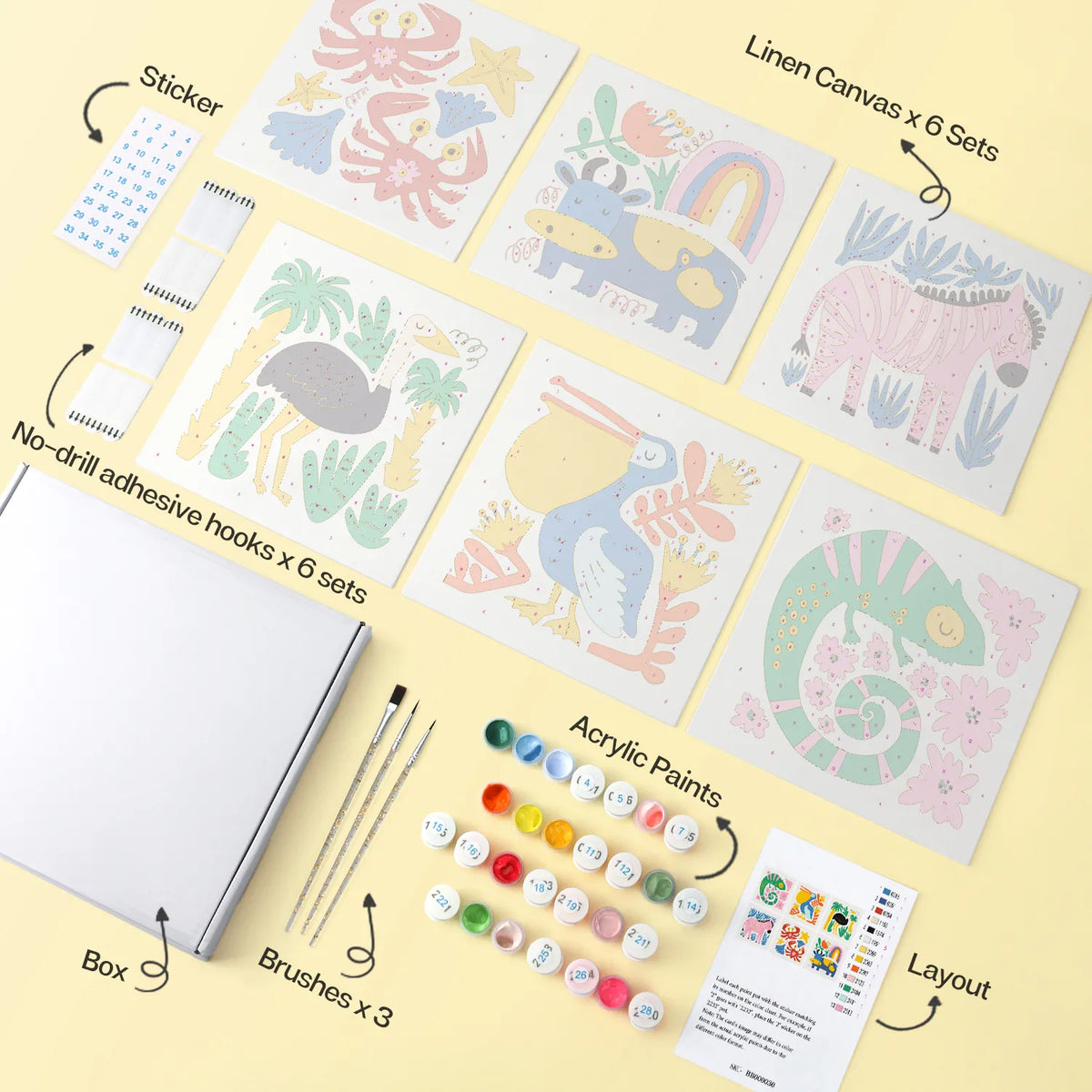 Safari Friends mini paint by numbers design 1