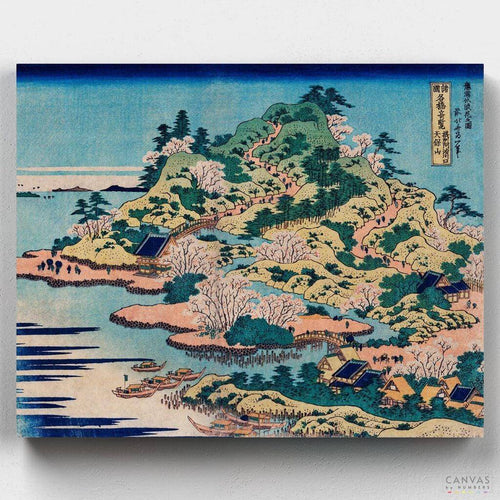Sesshu Ajigawaguchi Tenposan. Enjoy Japanese paint by numbers classic art with this depiction by master Houkasai, one of the most influential artists famous for his Great Wave.