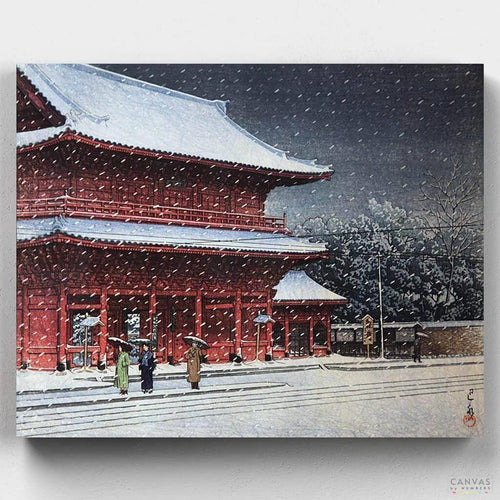 Snow over Zojoji Temple. You'll love our Snow over Zojoji Temple - Kawase Hasui paint by numbers kit. Up to 50% Off! Free shipping and 60 days money-back at Canvas by Numbers.