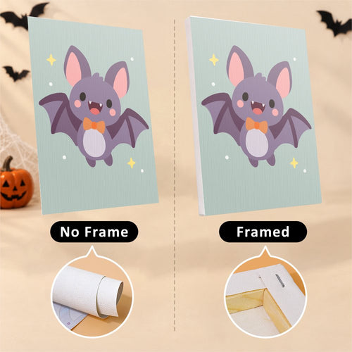 Soft Kawaii Halloween canvas shown rolled with no frame and pre-stretched on a frame