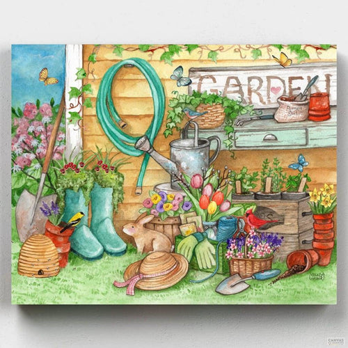 Spring Gardening. A beautiful paint by numbers kit ideal for beginners and avid painters alike that reminds you what's important! By Melinda Hipsher. Exclusive to Canvas by Numbers.