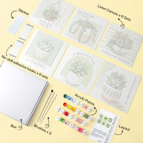 Succulent Garden mini paint by numbers design 1