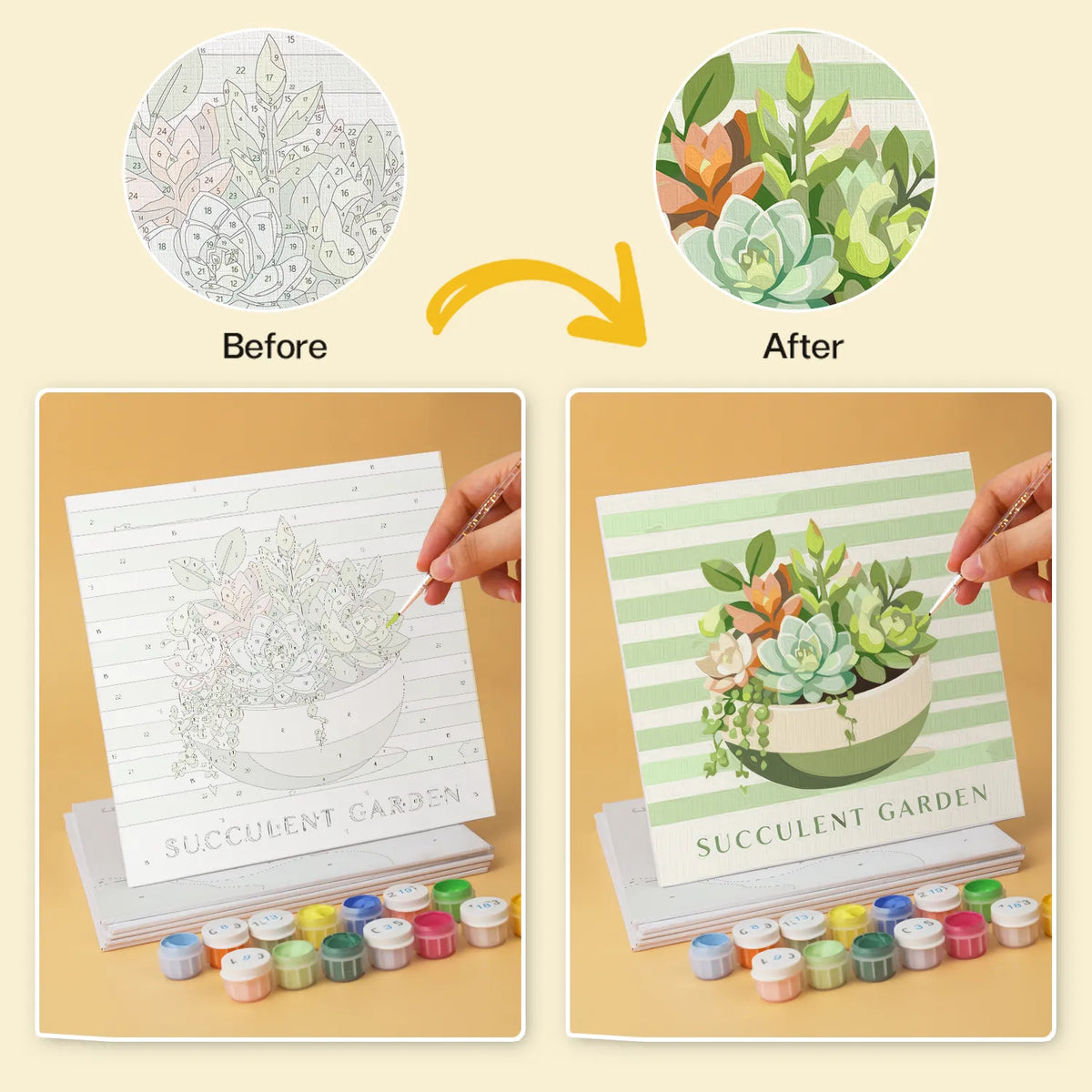 Succulent Garden mini paint by numbers design 5