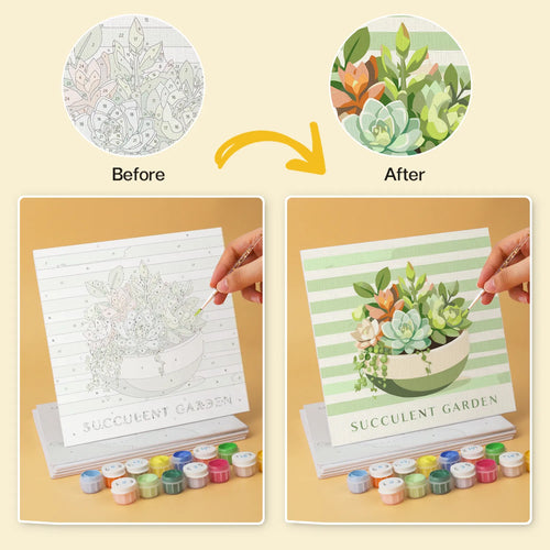 Succulent Garden mini paint by numbers design 5