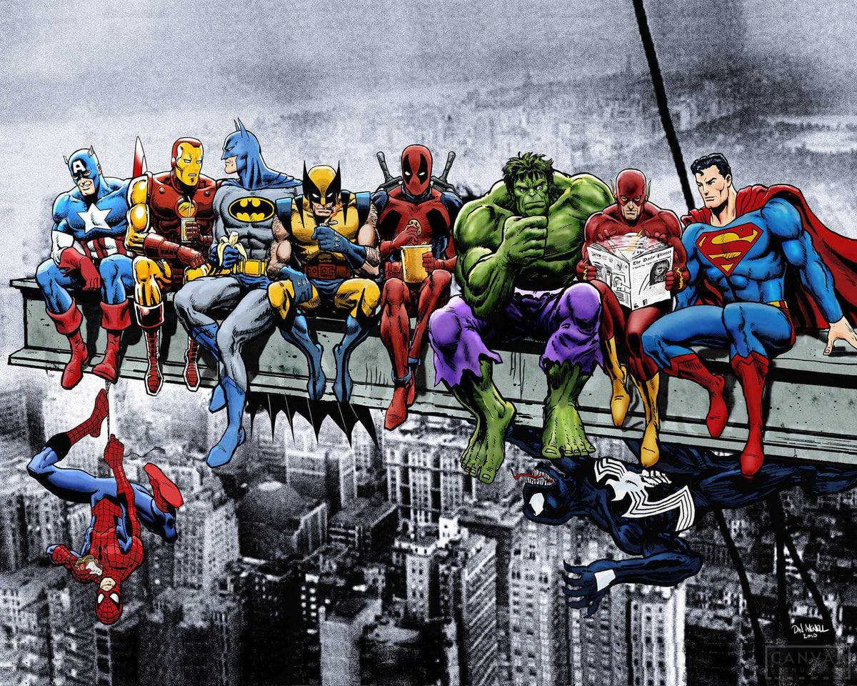 Superheroes Lunch Atop A Skyscraper - Diamond Painting Kit-Diamond Painting-16"x20" (40x50cm)-Canvas by Numbers US