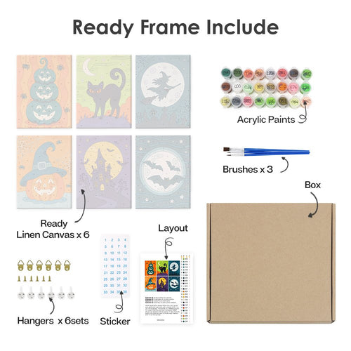 What's included with the Teal & Tangerine Halloween pre-stretched frame option