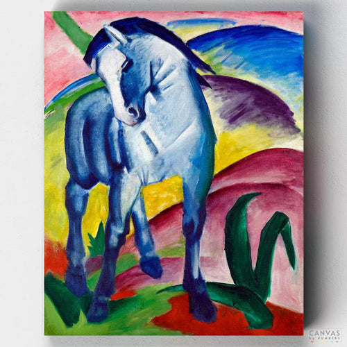 The Blue Horse. Express your artistic side with The Blue Horse painting by Franz Marc. Experience the joy of creating your own horse paint by numbers masterpiece today!