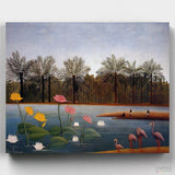 The Flamingos - Paint by Numbers-You'll love our The Flamingos - Henri Rousseau paint by numbers kit. Shop more than 500 paintings at Canvas by Numbers. Up to 50% Off! Free shipping and 60 days money-back.-Canvas by Numbers